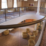the lobby through the glass balustrade
